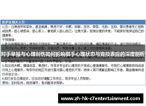 对手举报与心理创伤如何影响棋手心理状态与竞技表现的深度剖析